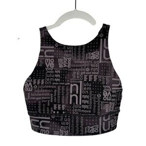 Lululemon All-Over Logo Print High-Neck Energy Bra, 6
